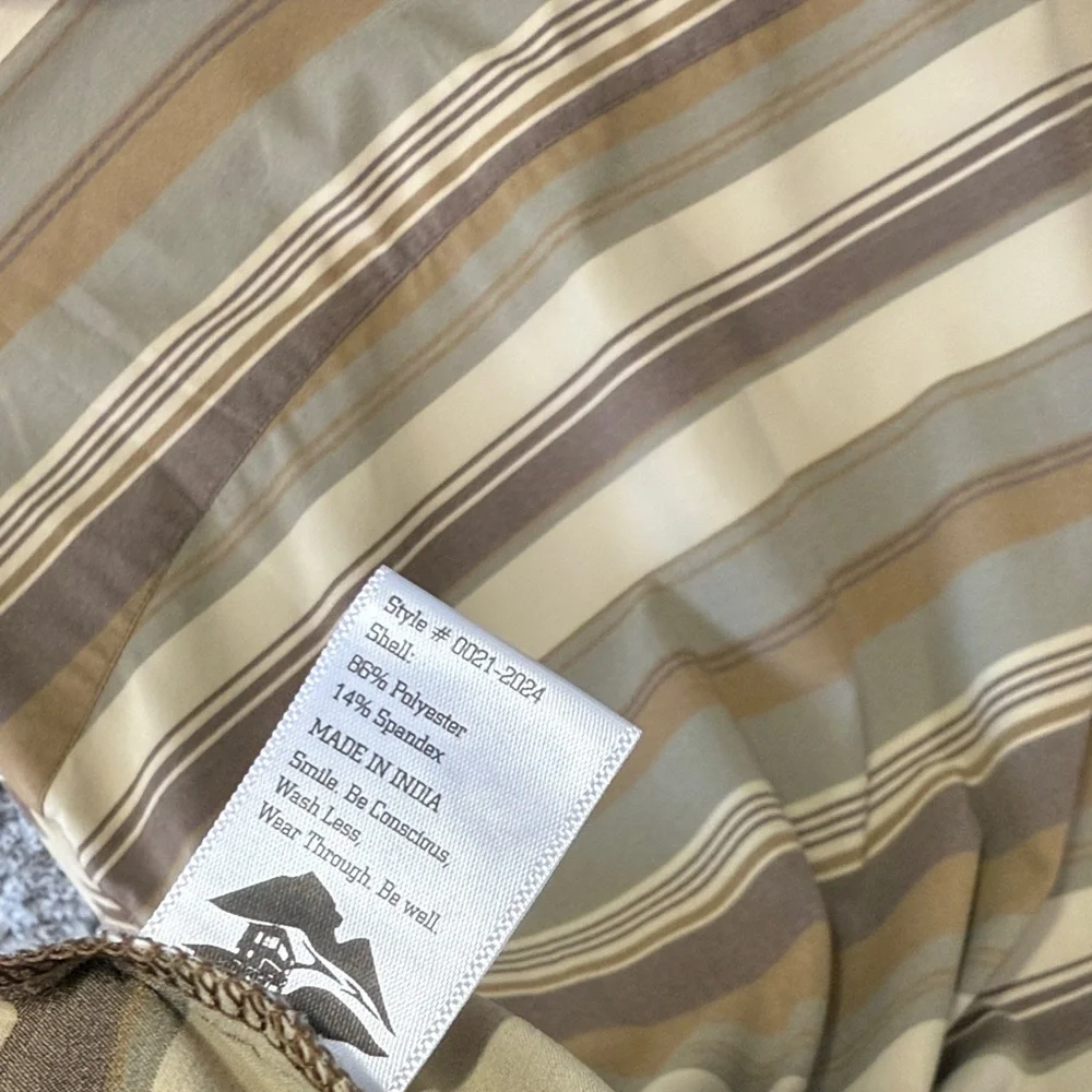 Flylow Men’s Striped Button-Up Shirt Stretch Snap Lightweight Tan Brown XL - Picture 8 of 9